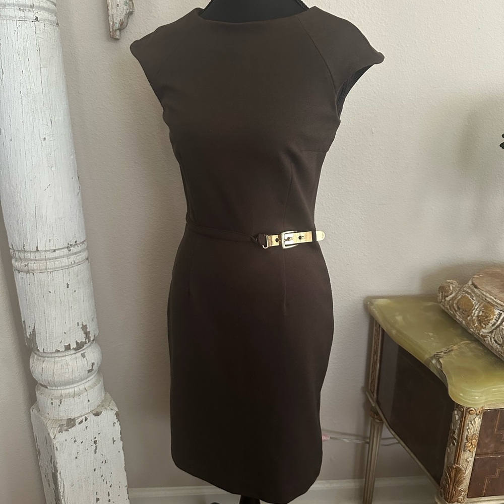 Jennifer Lopez Gold Sheath Midi Dress